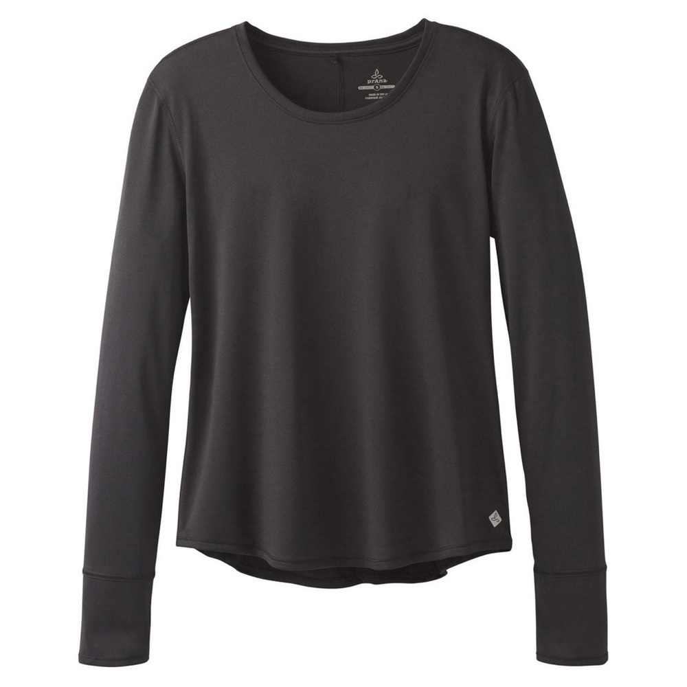 Prana Revere Black long Sleeve Crewneck Quick Dry Tee